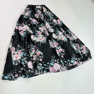 Blondie Nites by Stacy Sklar Skirt Women 1 Black Floral Print Midi A-Line Clean